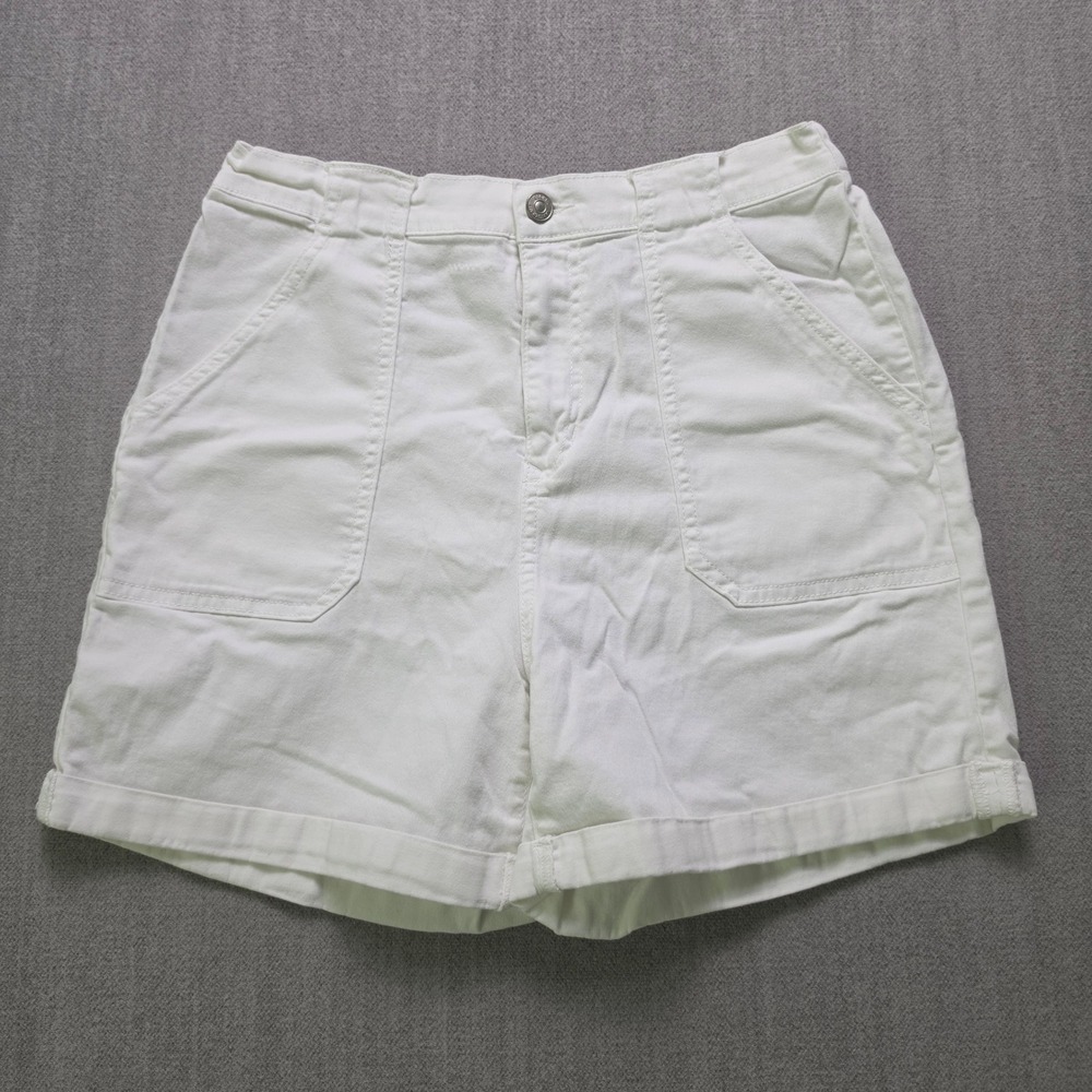Gloria Vanderbilt Shorts Women M White Utility High Rise Cuffed Cotton Stretch